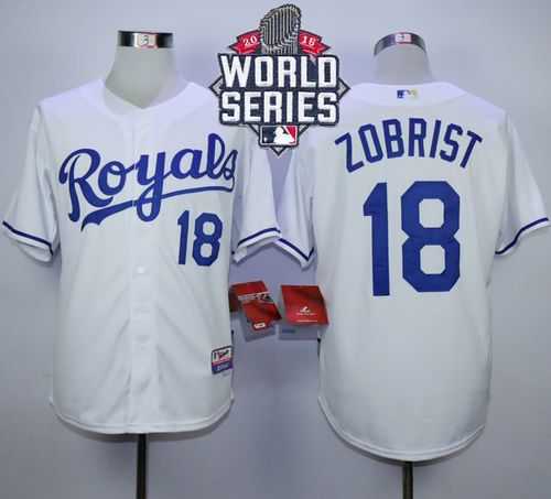 Kansas City Royals #18 Ben Zobrist White 2015 World Series Patch Stitched MLB Jersey,We sell and wholesale Kansas City Royals #18 Ben Zobrist White 2015 World Series Patch Stitched MLB Jersey on line form chian!